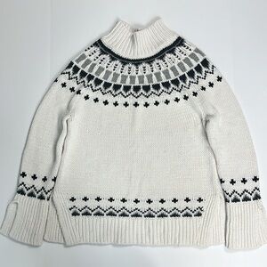 LOFT Black and Cream Fair Isle Sweater